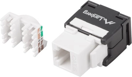 Beznástrojový keystone modul RJ45 UTP Cat.6a 180° do instalační krabice