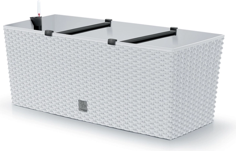 Samozavlažovací ratanový truhlík 50 cm bílý