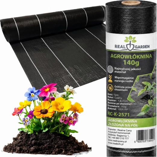 Černá UV agrotextilie proti plevelu 140 g/m² 1,6 × 50 m