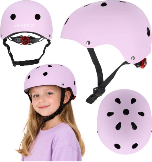 Dětská cyklistická helma s LED TRIKE FIX, velikost M (55–58 cm), fialová