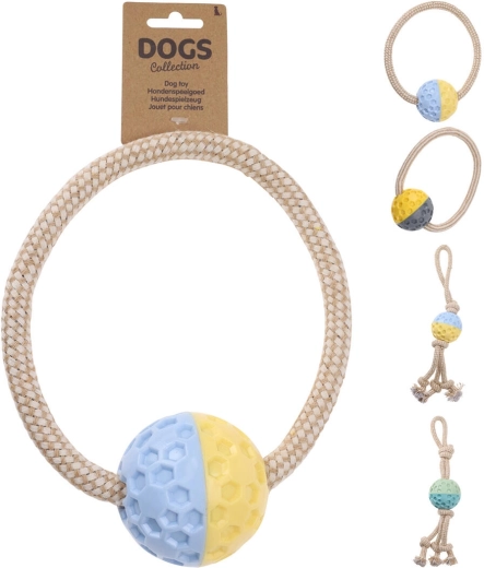 Pískací míček s lanem pro psy z TPR a bavlny