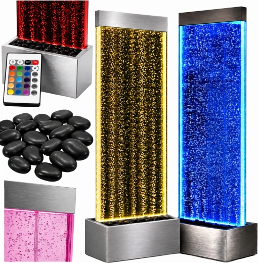 Volně stojící bublinková vodní stěna LED RGB 183 × 50,5 × 28 cm