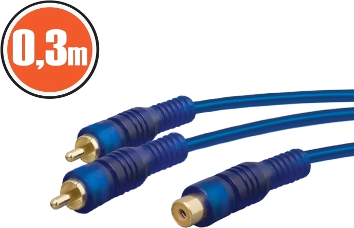 RCA rozdvojovací kabel 0,3 m modrý