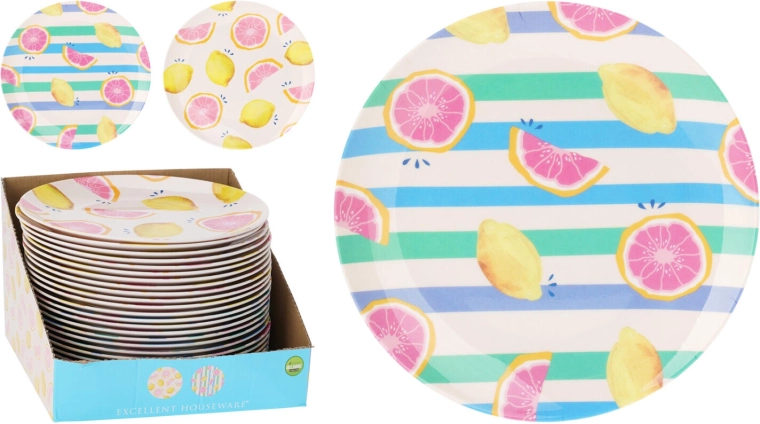 Mělký talíř z melaminu 25 cm s ovocným motivem