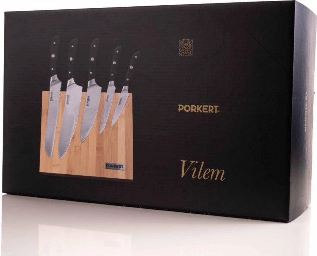 Sada kuchyňských nožů Vilem 5 ks s magnetickým bambusovým blokem