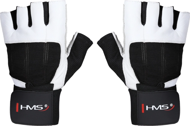 Fitness rukavice HMS RST04 s oporou zápěstí – Bílá