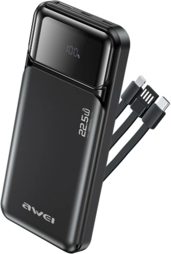 Awei powerbanka 10000 mAh s vestavěnými kabely
