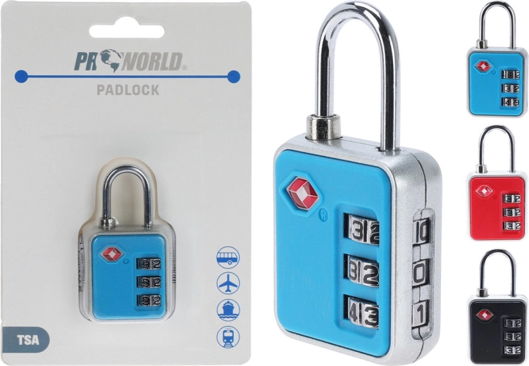 Cestovní visací zámek TSA, mix barev