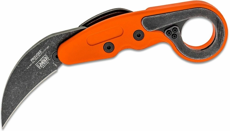 CRKT Provoke Orange karambit zavírací nůž 6,3 cm se stonewash čepelí a rukojetí Grivory