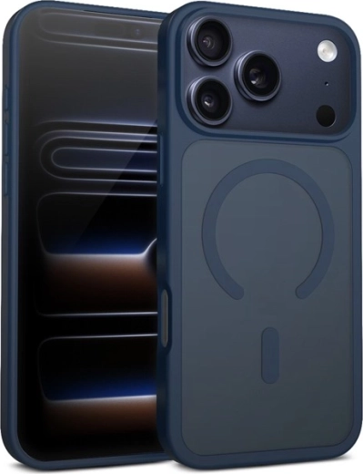 Hybridní matné magnetické pouzdro MagSafe pro iPhone 17 Pro Max – modré