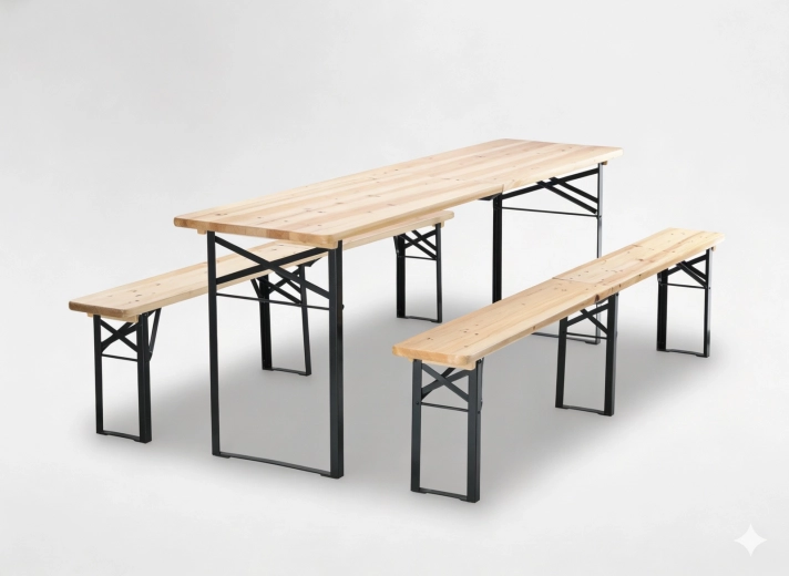 Zahradní pivní set 220 cm skládací – stůl a 2 lavice GARDEN LINE