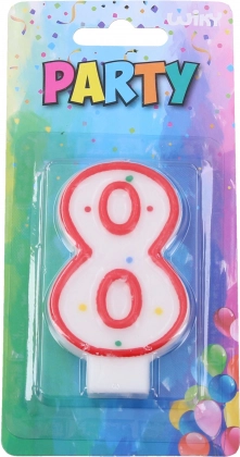 Párty svíčka červená tvar čísla 8