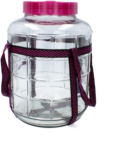 Multifunkční skleněný demižon 15 l s širokým hrdlem a popruhem