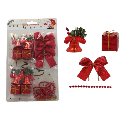 Sada vánočních ozdob červená, 72 ks