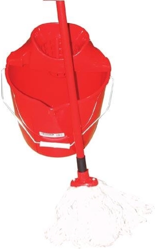 Mop set 12 l kulatý červený s bavlněnými pásky 160 g (velký)