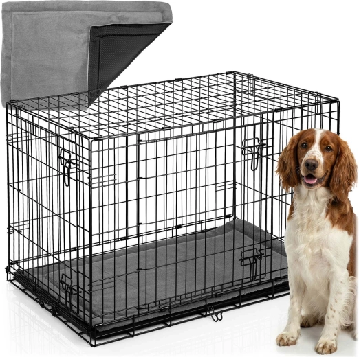 Kovová přepravní klec pro psa s matrací 91 × 57 × 62 cm, velikost M