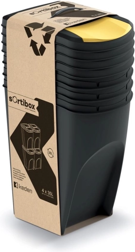 Sada 4 košů na tříděný odpad Sortibox 4×35 l – recyklovaná černá