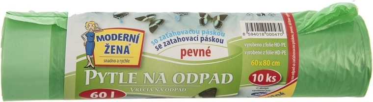 Zatahovací odpadkové sáčky 60 l, 10 ks, mix