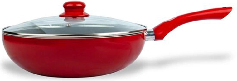 Pánev wok s poklicí Kitchisimo Rosso 28 cm s nepřilnavým povrchem