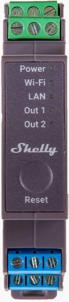 Dvoukanálové relé Shelly Pro 2 na lištu DIN s WiFi a LAN