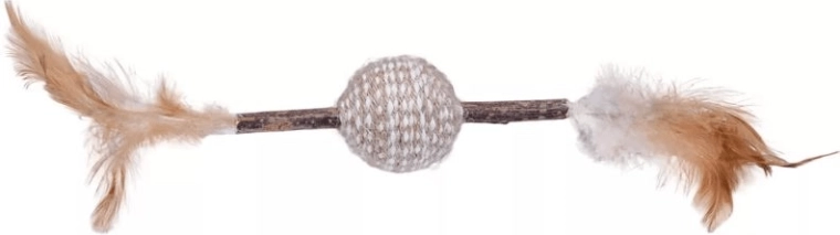 Quapas! hračka pro kočky – prut s peříčky a sisalovým míčkem