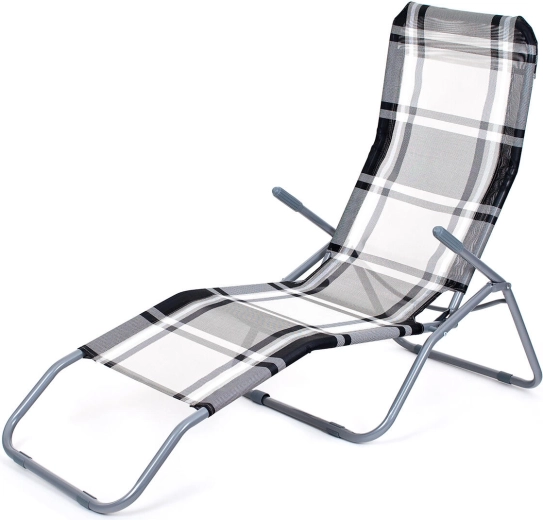 Skládací zahradní lehátko antracit KOSTKA, nosnost 100 kg