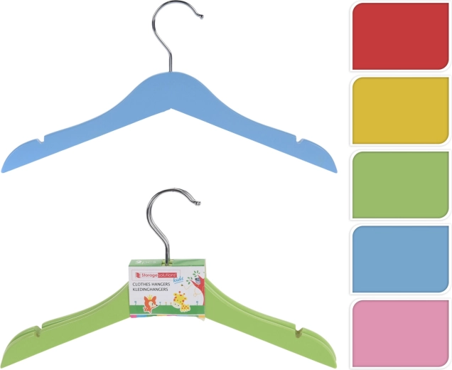 Sada dětských dřevěných ramínek – 2 ks, barevná