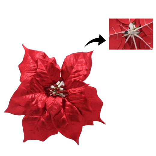 Umělá vánoční hvězda 25 cm na klipsu – červená, sada 12 ks