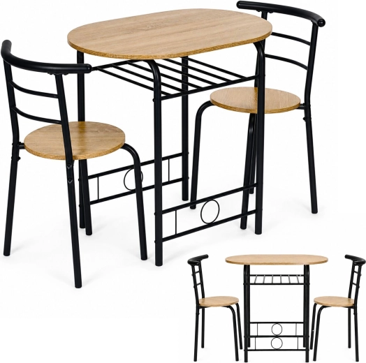 Jídelní set stůl a 2 židle ModernHome pro 2 osoby v loft stylu