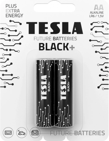 Alkalické baterie TESLA BLACK+ AA LR6 1.5 V, 2 ks