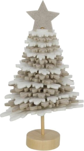 Vánoční dekorace stromeček 16 cm – bílá/béžová