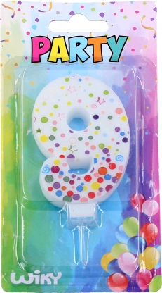 Párty svíčka číslo 9 s puntíky