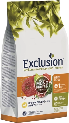 Exclusion Puppy Medium granule pro štěňata středních plemen – hovězí, 3 kg
