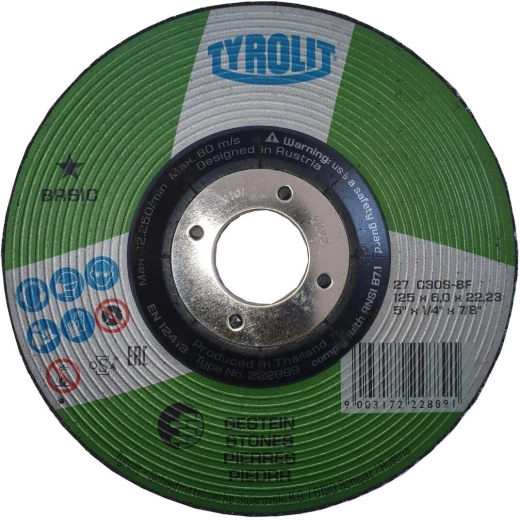 Brusný kotouč na litinu a kámen 125 × 6 × 22,2 mm