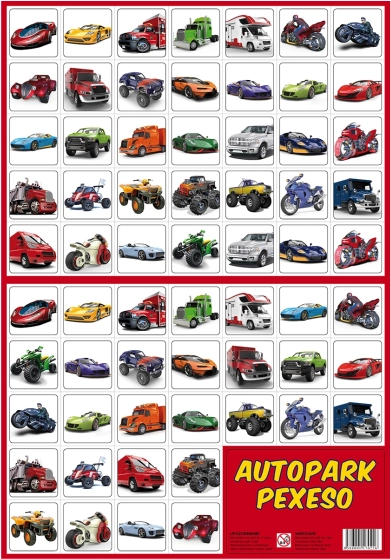 Pexeso Autopark - Paměťová hra s obrázky aut a motorek