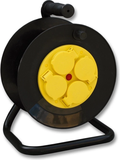 Navíjecí prodlužovací kabel 25 m s bubnem, 4 zásuvky, guma, IP44