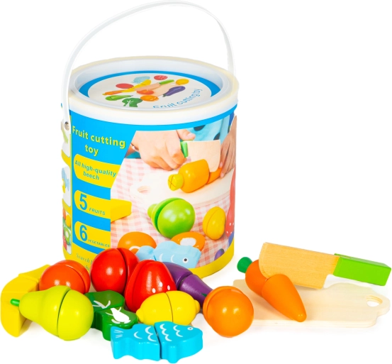 Dřevěné ovoce a zelenina na krájení – 13 dílů