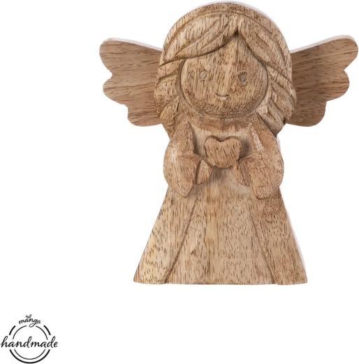 Andělská dekorace z mangového dřeva Precise, 13 cm