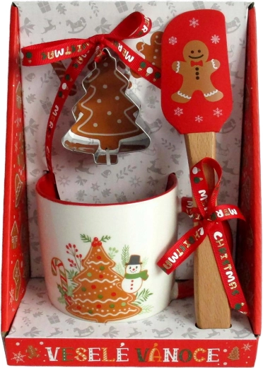 Hrnek 350 ml se sádou: vykrajovátko a stěrka Perníček