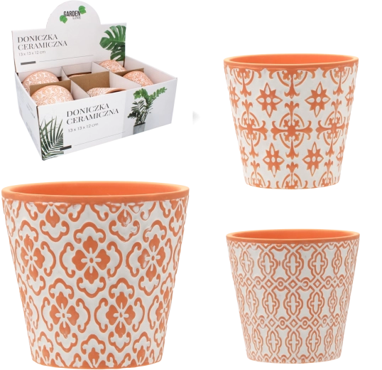Keramický květináč 13 × 13 × 12 cm, mix vzorů