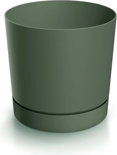 Květináč Tubo P s miskou 24 cm – tmavě zelený