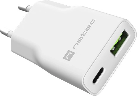 Natec Ribera GaN slim síťová nabíječka 20 W USB-C + USB-A