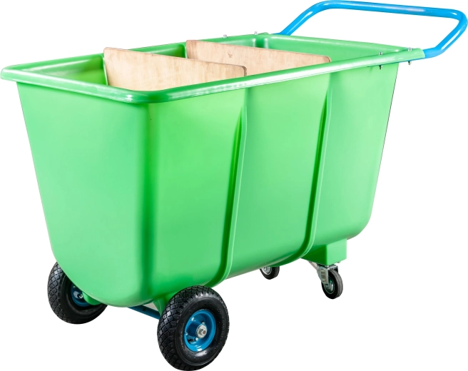 Čtyřkolový manipulační vozík s plastovou korbou 400 l