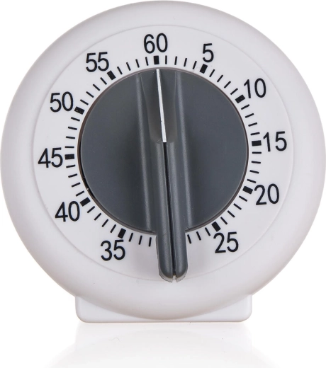 Kuchyňská mechanická minutka CULINARIA 60 min, bílo‑šedá, průměr 9,5 cm