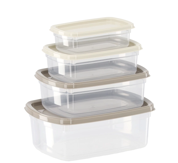 Sada plastových dóz na potraviny, 4 ks – 0,25 l, 0,5 l, 0,75 l, 1,2 l