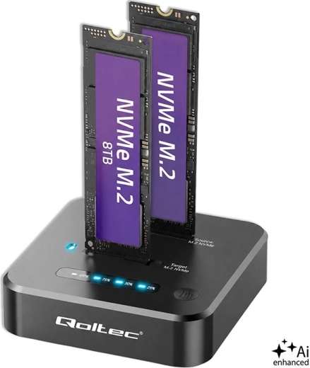Dokovací stanice Qoltec pro 2× M.2 NVMe SSD s USB-C