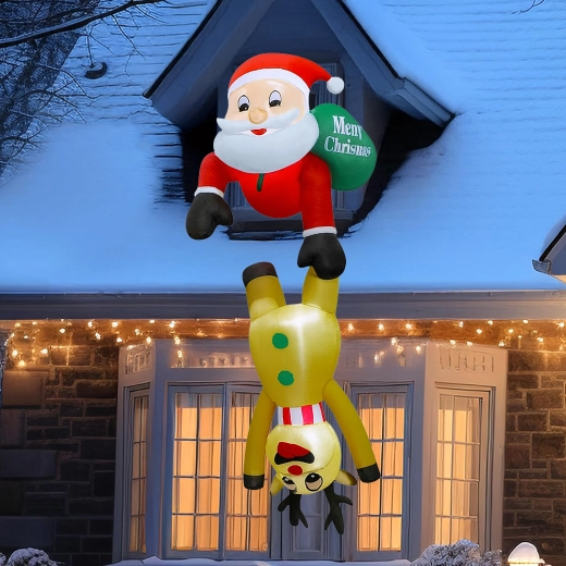 Nafukovací svatý mikuláš s sobem 2,1 m s LED osvětlením
