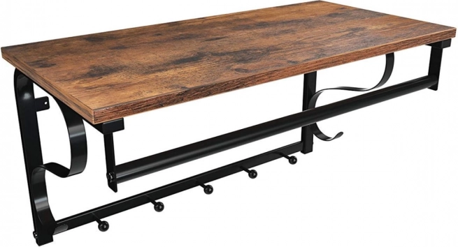 Nástěnná loftová police s věšáky a tyčí