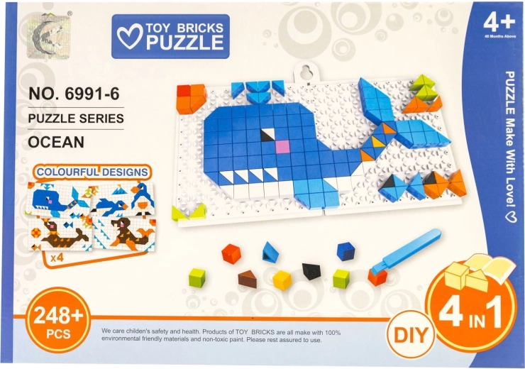 Dětské puzzle 4 v 1 mořská zvířata 248 dílků