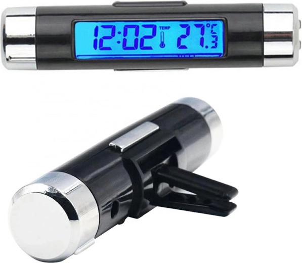 Digitální automobilový teploměr a hodiny s podsvíceným LCD